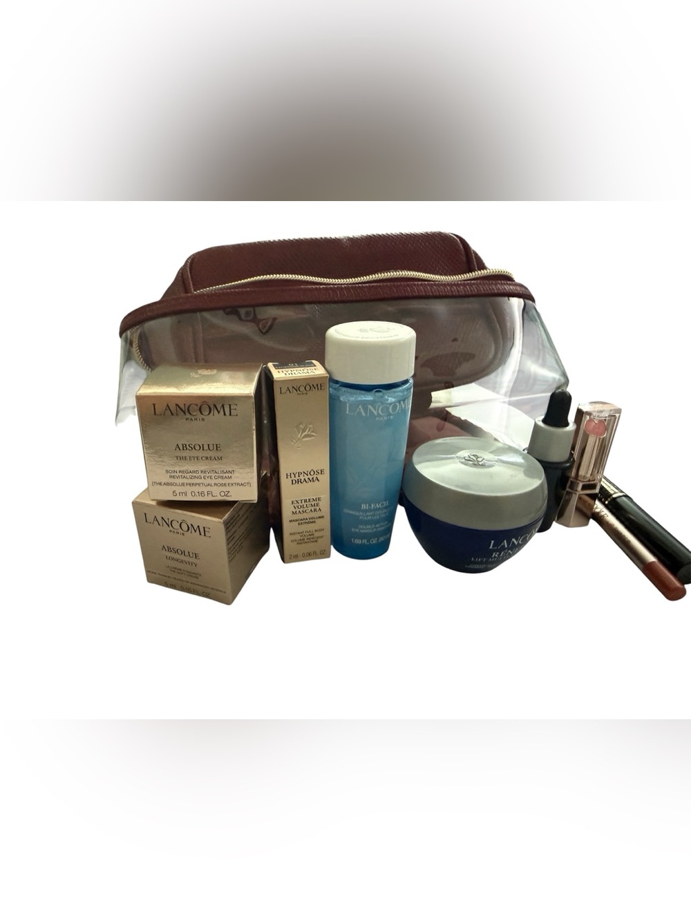 Lancôme Beauty Bundle and Travel Cosmetic Case with 9 products